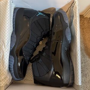 Jordan 11 Gamma Blue 2025 sneakers black with yellow Jumpman logo NEW